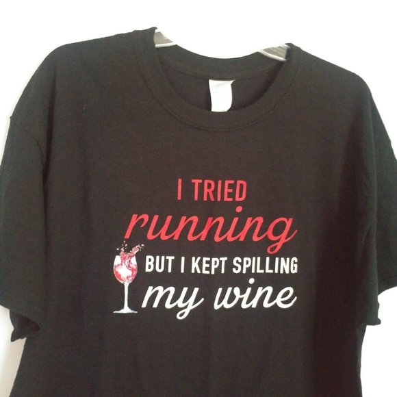 BOGO 50% Women's Wine Lovers T Shirt Novelty Gift Black T Shirt Loungewear sz XL - Picture 1 of 7